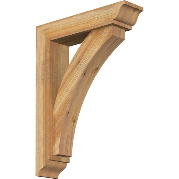 Ekena Millwork Thorton Traditional Rough Sawn Bracket w/ Offset Brace, Western Red Cedar, 6"W x 24"D x 32"H BKT0604X24X32THR01RWR - main